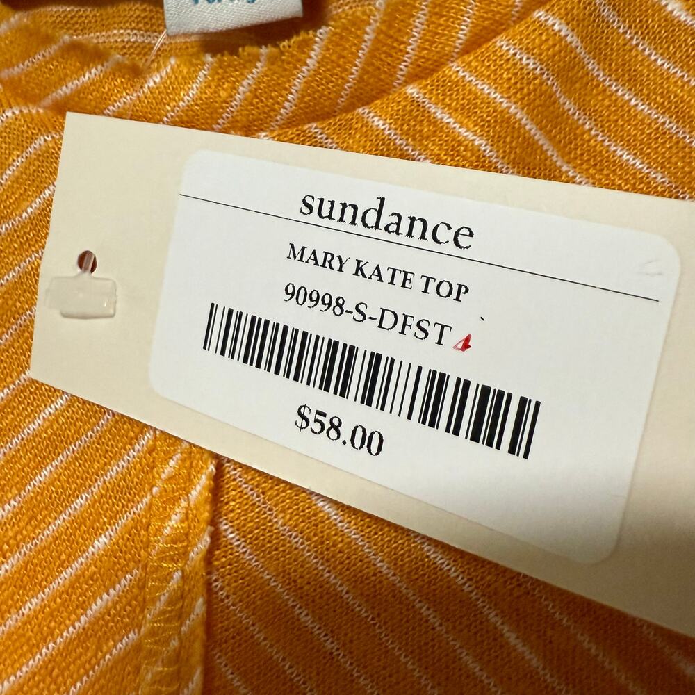 Sundance New Women's 100% Linen Yellow Striped Mary Kate Tank Top Size Small - Picture 8 of 12